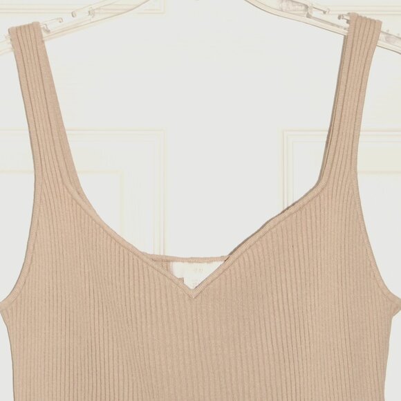 H&M Women Size L (Bust: 42" Plus) Slim Fit Tan Crop Knit Tank - Picture 3 of 4